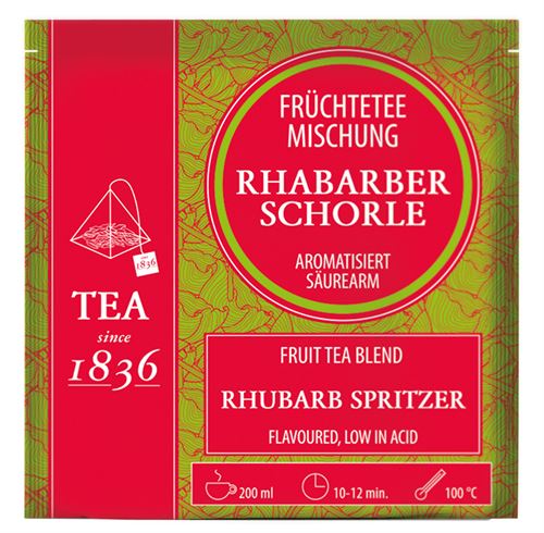 Rhabarberschorle Rhabarber-Note Früchtetee Teebeutel