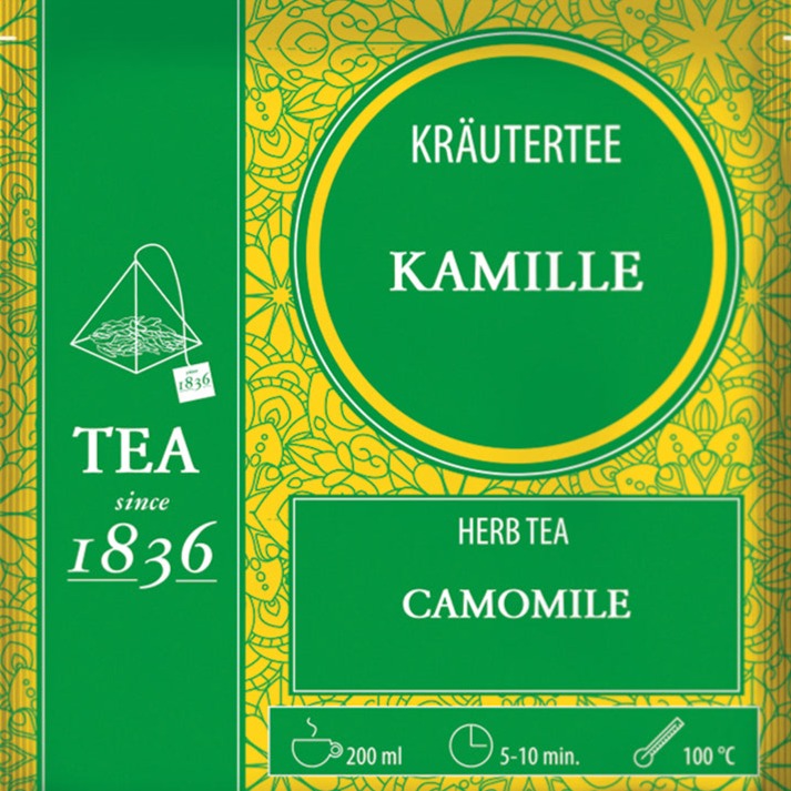 Kraeutertee Kamille im Teebeutel