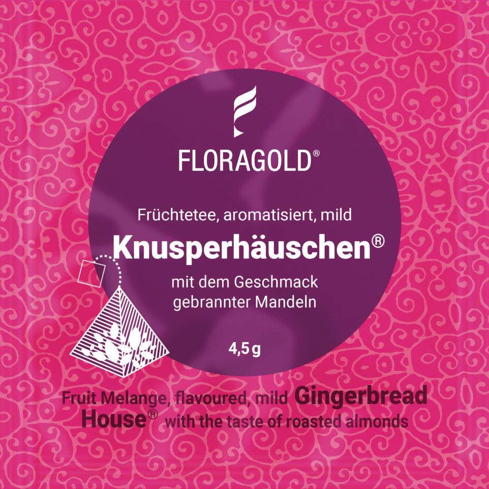 Fruechtetee Knusperhaeuschen im Teebeutel