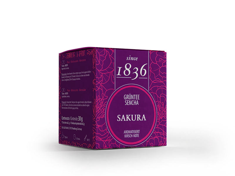 Sencha Sakura Grüntee mit Kirsch-Geschmack in einer 15 Box