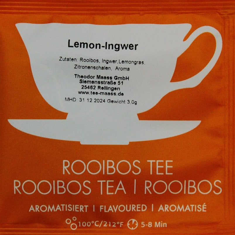 lemon Ingwer aromatisierter Rooibostee im Einzelbeutel